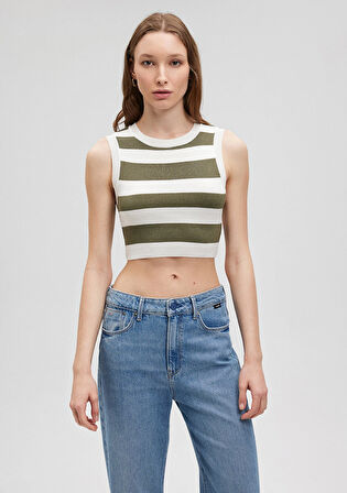 Çizgili Crop Triko Top 1710098-87120