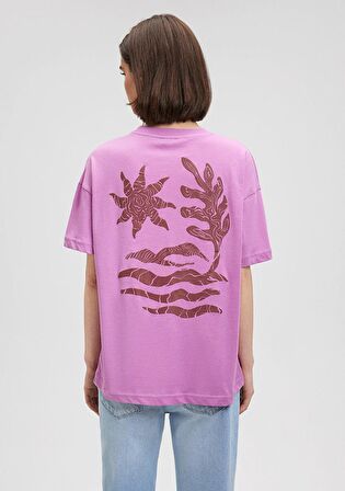 Mavi Sırt Baskılı Mor Tişört 1612527-70584