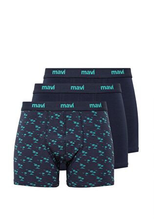 Mavi 3lü Baskılı Lacivert Boxer Seti 0911506-70490