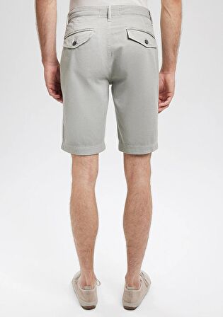 Keten Karışımlı Gri Chino Şort 0436187706