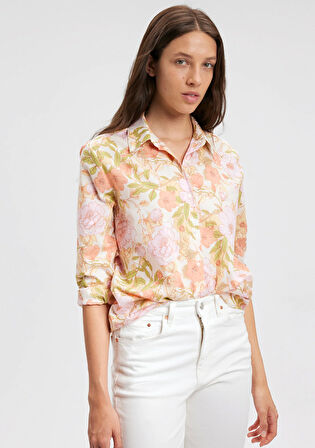 Çiçek Baskılı Pembe Gömlek 1210759-87007