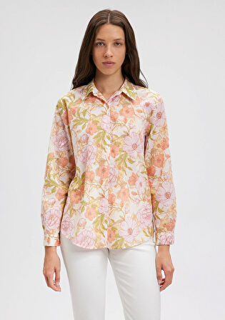 Çiçek Baskılı Pembe Gömlek 1210759-87007