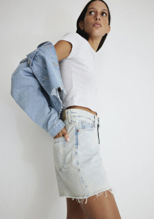 Millie 90lar Buz Mavi Jean Şort 1458987072