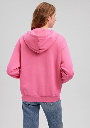 Mavi Fermuarlı Kapüşonlu Pembe Basic Sweatshirt 1611775-71095