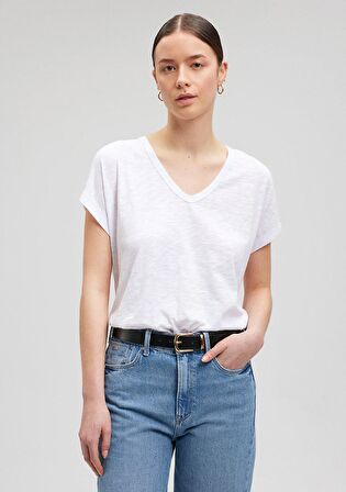 Mavi Beyaz Basic Tişört 1612380-620