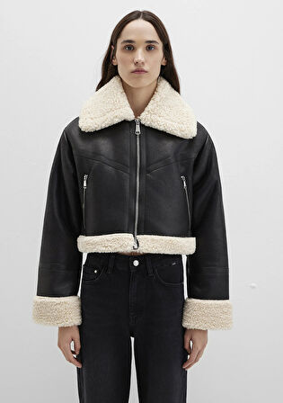 Siyah Suni Deri Ceket 1110462-900