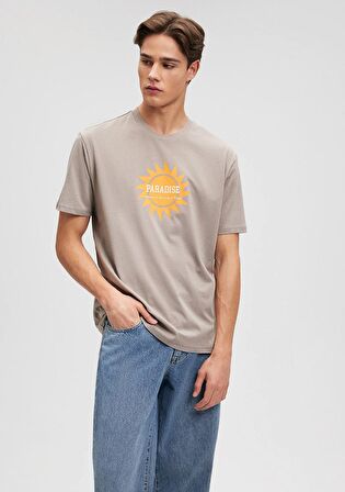 Mavi Paradise Baskılı Kahverengi Tişört 0612057-80656