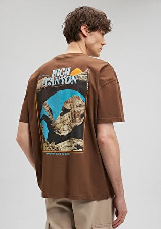 Mavi Baskılı Kahverengi Tişört 0612092-70241