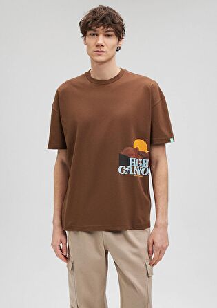 Mavi Baskılı Kahverengi Tişört 0612092-70241