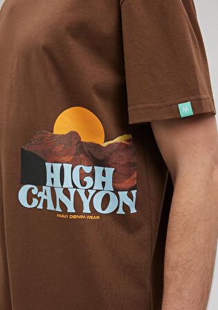 Mavi Baskılı Kahverengi Tişört 0612092-70241