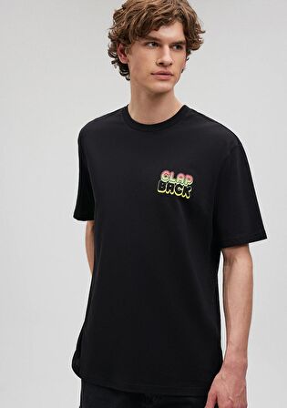 Mavi Baskılı Siyah Tişört 0612109-900