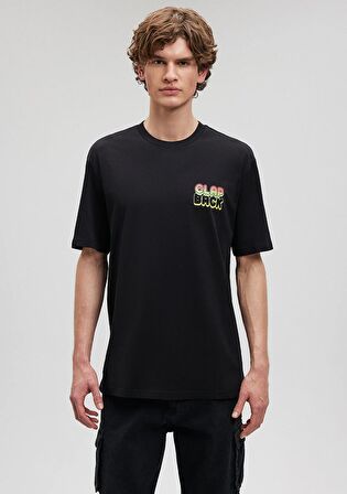 Mavi Baskılı Siyah Tişört 0612109-900