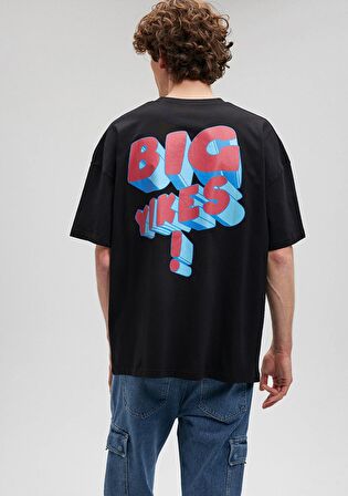 Mavi Baskılı Siyah Tişört 0612103-900