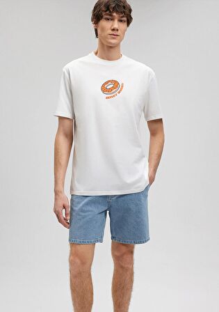 Mavi Donut Baskılı Beyaz Tişört 0612069-80194