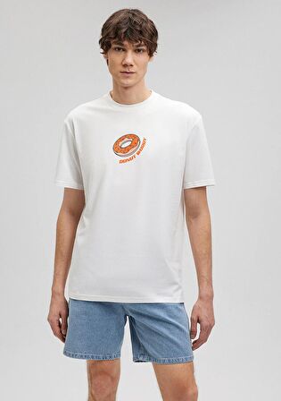 Mavi Donut Baskılı Beyaz Tişört 0612069-80194