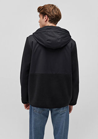 Polar Detaylı Kapüşonlu Siyah Ceket 0110461-900