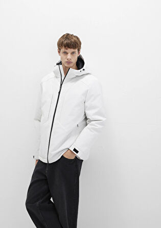 Kapüşonlu Gri Şişme Mont 0110441-83746