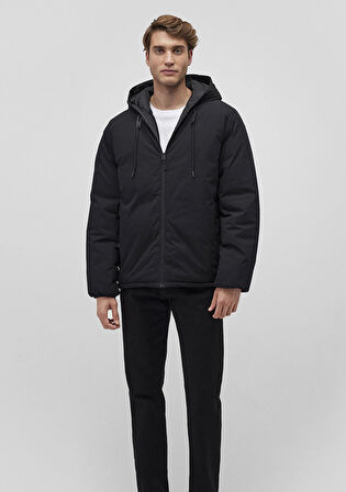 Kapüşonlu Siyah Şişme Mont 0110352-900