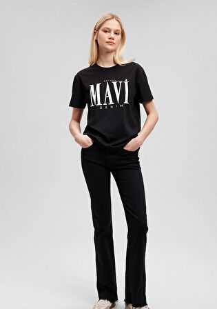 Mavi Logo Baskılı Siyah Tişört 1611990-900