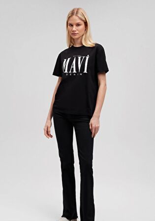 Mavi Logo Baskılı Siyah Tişört 1611990-900