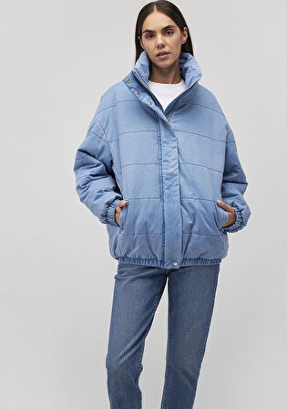 Dik Yaka Denim Şişme Mont 1110321-84184