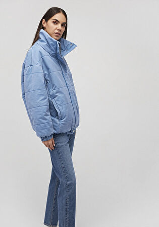 Dik Yaka Denim Şişme Mont 1110321-84184
