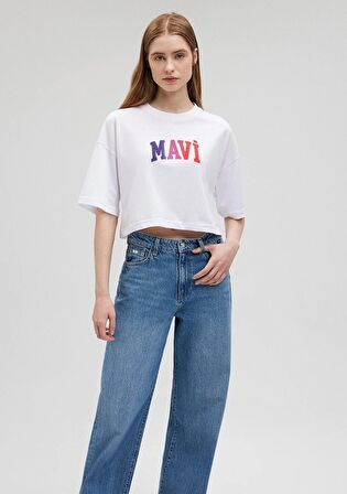 Mavi Logo Baskılı Beyaz Tişört 1612516-620