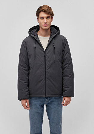 Kapüşonlu Antrasit Şişme Mont 0110352-86803