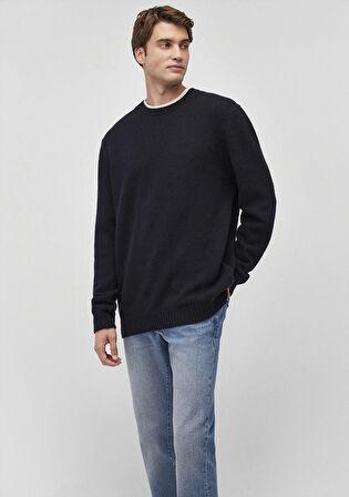 Bisiklet Yaka Lacivert Kazak 0710246-84371