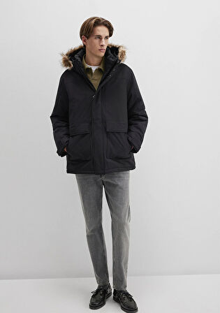 Kapüşonlu Siyah Parka 0110472-900