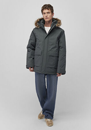 Kapüşonlu Yeşil Parka 0110472-71598