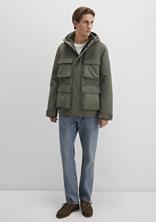 Kapüşonlu Yeşil Ceket 0110468-85485