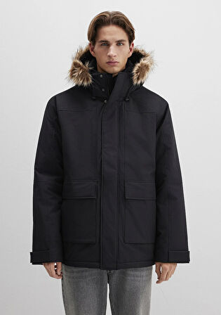 Kapüşonlu Siyah Parka 0110472-900