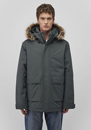 Kapüşonlu Yeşil Parka 0110472-71598