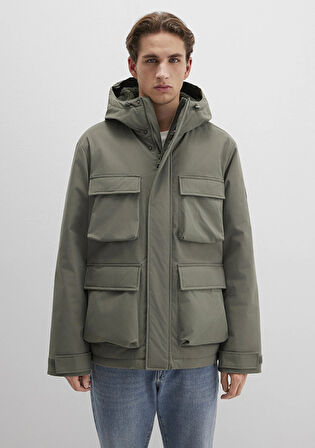 Kapüşonlu Yeşil Ceket 0110468-85485