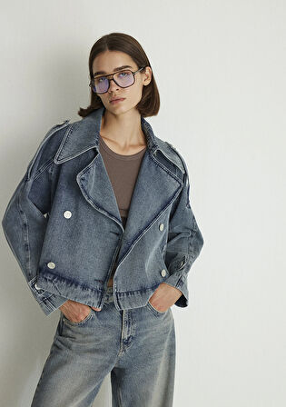 Denim Kısa Trençkot 1110504-86971