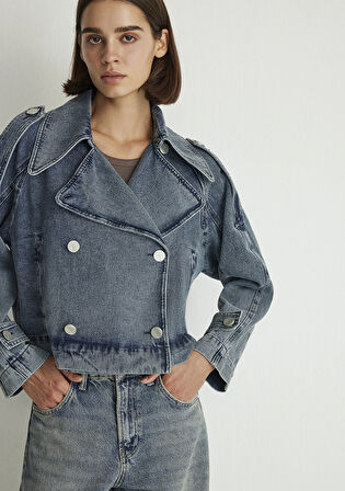 Denim Kısa Trençkot 1110504-86971