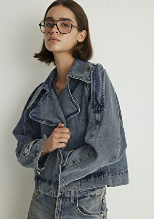 Denim Kısa Trençkot 1110504-86971