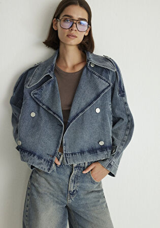 Denim Kısa Trençkot 1110504-86971