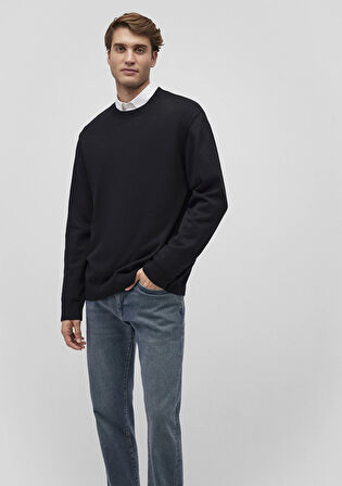 Bisiklet Yaka Siyah Kazak 0710257-900