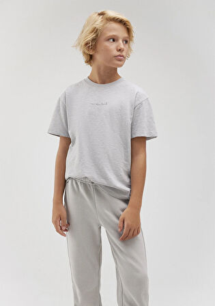 Organik Pamuklu Gri Basic Tişört 6610203-70075