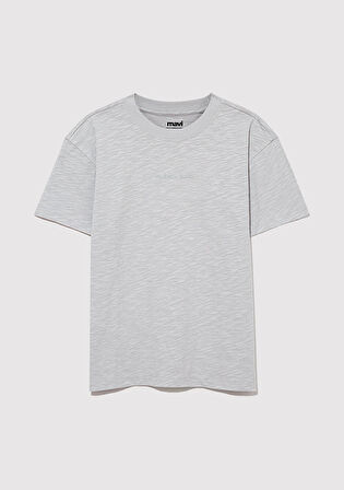 Organik Pamuklu Gri Basic Tişört 6610203-70075