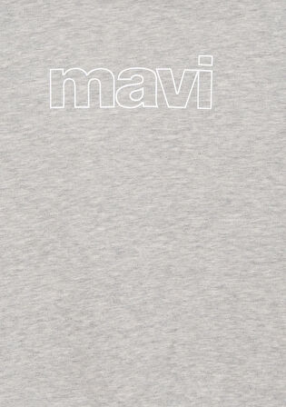 Mavi Logo Baskılı Gri Sweatshirt 6S10090-80196