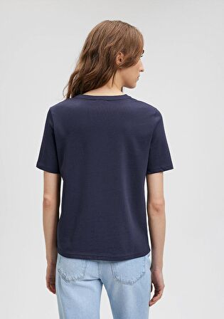 Bisiklet Yaka Mavi Basic Tişört 1612699-85315
