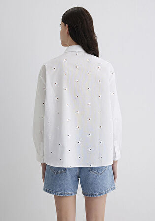 Dokulu Ekru Gömlek 1210839-70057