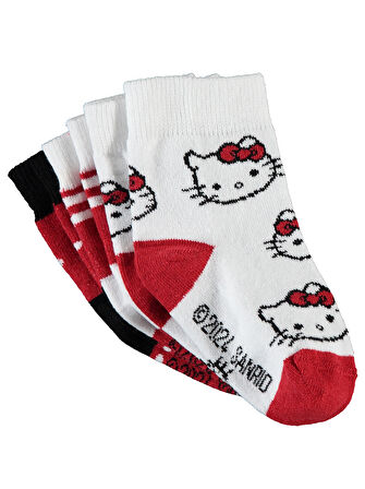 Hello Kitty Kız Çocuk 3'lü Soket Çorap Kırmızı