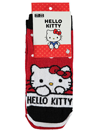 Hello Kitty Kız Çocuk 3'lü Soket Çorap Kırmızı