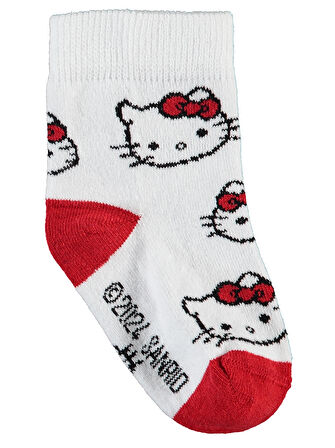 Hello Kitty Kız Çocuk 3'lü Soket Çorap Kırmızı