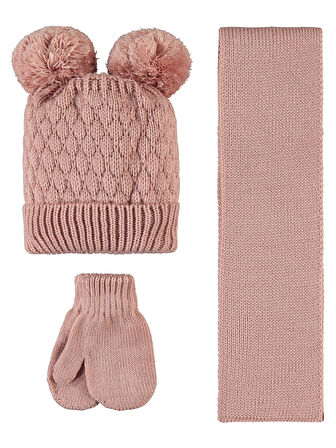Civil Baby Kız Bebek Atkı Bere Eldiven Set 6-24 Ay Gül