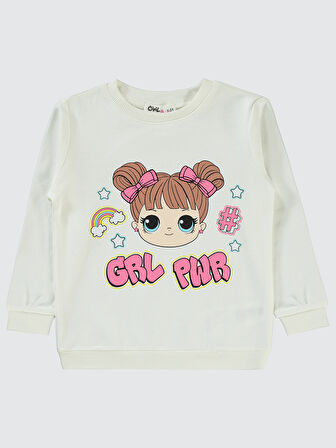 Civil Girls Kız Çocuk Sweatshirt 2-5 Yaş Ekru